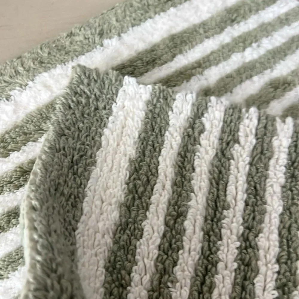 The Company Store Lot Plush Spa Stripe Bath Rugs - Dark Willow, 24x40 and 17x24